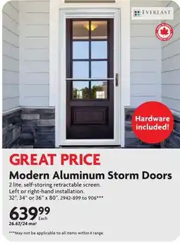 Home Hardware Modern Aluminum Storm Doors offer