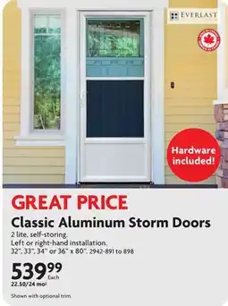 Home Hardware Classic Aluminum Storm Doors offer