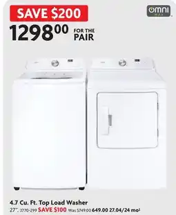 Home Hardware 4.7 Cu. Ft. Top Load Washer offer
