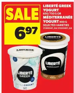 Real Canadian Superstore LIBERTÉ GREEK YOGURT, 650/750 G OR MÉDITERRANÉE YOGURT offer