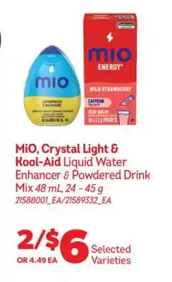 Real Canadian Superstore MIO, CRYSTAL LIGHT & KOOL-AID LIQUID WATER ENHANCER & POWDERED DRINK MIX, 48 ML offer
