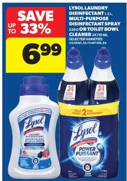 Real Canadian Superstore LYSOL LAUNDRY DISINFECTANT, 1.2 L, MULTI-PURPOSE DISINFECTANT SPRAY, 539 G OR TOILET BOWL CLEANER offer