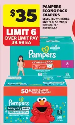 Real Canadian Superstore PAMPERS ECONO PACK DIAPERS, SIZE N - 8, 58-200' S offer