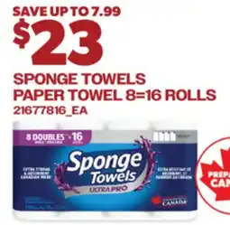 Real Canadian Superstore SPONGE TOWELS PAPER TOWEL, 8 = 16 ROLLS offer
