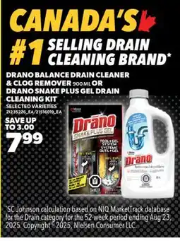 Real Canadian Superstore DRANO BALANCE DRAIN CLEANER & CLOG REMOVER, 900 ML OR DRANO SNAKE PLUS GEL DRAIN CLEANING KIT offer