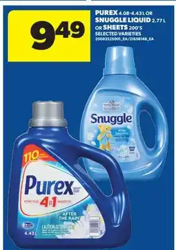 Real Canadian Superstore PUREX, 4.08-4.43 L OR SNUGGLE LIQUID, 2.77 L OR SHEETS, 200'S offer