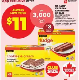 Real Canadian Superstore NO NAME ICE CREAM SANDWICHES OR BARS, 24/30'S offer