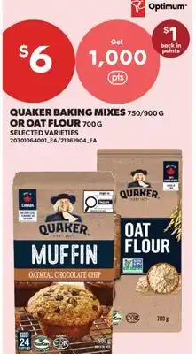 Real Canadian Superstore QUAKER BAKING MIXES, 750/900 G OR OAT FLOUR offer
