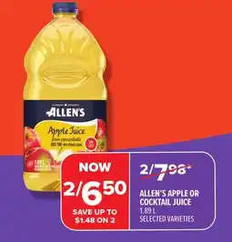 Metro ALLEN'S APPLE OR COCKTAIL JUICE offer