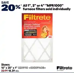 RONA SAVE 20%* All 1, 2 or 4 MPR1000 furnace filters sold individually offer