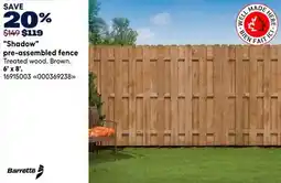 RONA Barrette 6' x 8' Shadow pre-assembled fence offer