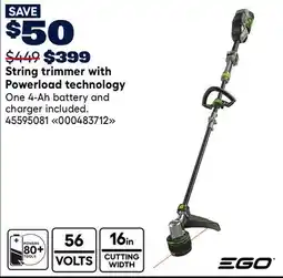RONA EGO String trimmer with Powerload technology offer