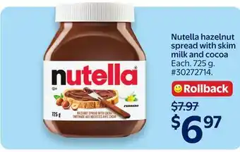 Walmart Nutella hazelnut spread with skim milk and cocoa offer