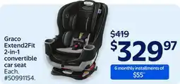 Walmart Graco Extend2Fit 2-in-1 convertible car seat offer