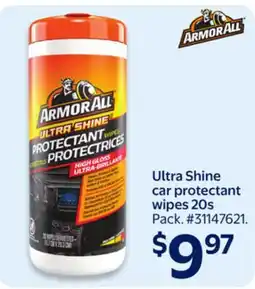 Walmart Armor All Ultra Shine car protectant wipes 20s offer