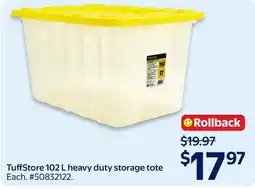 Walmart TuffStore 102 L heavy duty storage tote offer