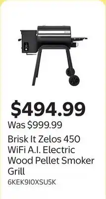 Walmart Brisk It Zelos 450 WiFi A.I. Electric Wood Pellet Smoker Grill offer