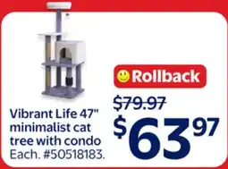 Walmart Vibrant Life 47 Minimalist Cat Tree with condo offer