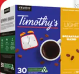 Walmart Timothy's K-Cup coffee 30s offer