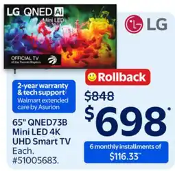 Walmart LG 65 QNED73B Mini LED 4K UHD Smart TV offer