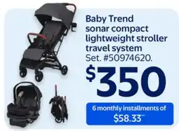 Walmart Baby Trend sonar compact lightweight stroller travel system offer