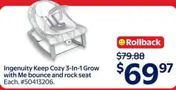 Walmart Ingenuity Keep Cozy 3-In-1 Grow with Me bounce and rock seat offer