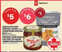 Independent Grocer SNACK FACTORY PRETZEL CRISPS, 200 G OR SOMETHING SPECIAL JELLY, 300 G offer