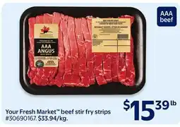 Walmart Your Fresh Market beef stir fry strips offer