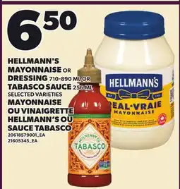 Independent Grocer HELLMANN'S MAYONNAISE OR DRESSING, 710-890 ML OR TABASCO SAUCE, 250 ML offer
