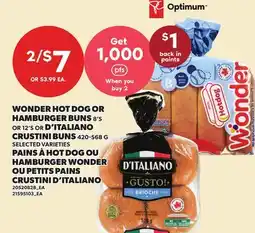 Independent Grocer WONDER HOT DOG OR HAMBURGER BUNS, 8'S OR 12'S OR D'ITALIANO CRUSTINI BUNS offer