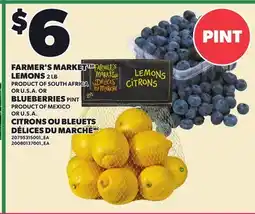 Independent Grocer FARMER'S MARKET LEMONS, 2 LB OR BLUEBERRIES, PINT offer