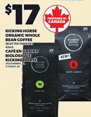 Independent Grocer KICKING HORSE ORGANIC WHOLE BEAN COFFEE offer