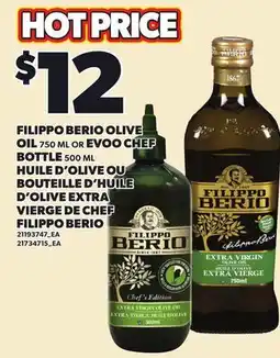 Independent Grocer FILIPPO BERIO OLIVE OIL, 750 ML OR EVOO CHEF BOTTLE, 500 ML offer