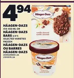 Independent Grocer HÄAGEN-DAZS, 414-450 ML OR HÄAGEN-DAZS BARS, 3/4'S offer