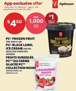 Independent Grocer PC FROZEN FRUIT, 300-600 G OR PC BLACK LABEL ICE CREAM, 500 ML offer