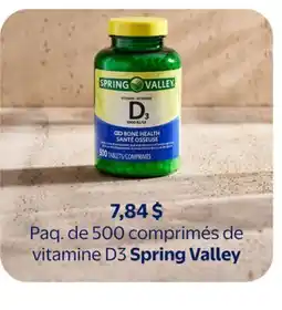 Walmart Paq. de 500 comprimés de vitamine D3 Spring Valley offer