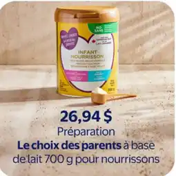 Walmart Préparation Le choix des parents à base de lait 700 g pour nourrissons offer