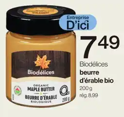 Avril Biodélices beurre d'érable bio offer