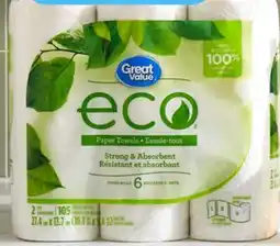 Walmart Paq. de 6 rouleaux d'essuie-tout Eco de Great Value offer