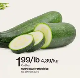 Avril Québec courgettes vertes bios offer