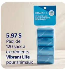 Walmart Paq. de 120 sacs à excréments Vibrant Life pour animaux offer