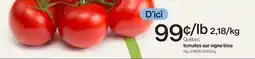 Avril Québec tomates sur vigne bios offer