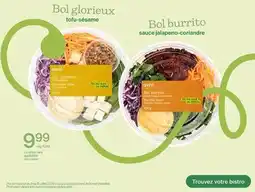 Avril Bol glorieux tofu-sésame, Bol burrito sauce jalapeno-coriandre offer