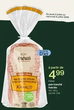 Avril Inéwa pain tranché frais bio offer