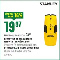 BMR DÉTECTEUR DE COLOMBAGES EN BOIS ET EN MÉTAL S100 offer