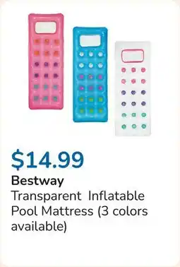Club Piscine Transparent Inflatable Pool Mattress (3 colors available) offer