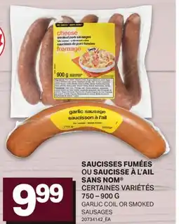 L'Intermarché SAUCISSES FUMÉES OU SAUCISSE À L'AIL SANS NOM | GARLIC COIL OR SMOKED SAUSAGES offer