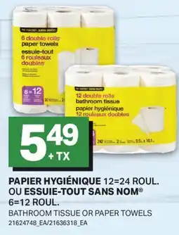 L'Intermarché PAPIER HYGIÉNIQUE 12=24 ROUL. OU ESSUIE-TOUT, 6=12 ROUL | BATHROOM TISSUE OR PAPER TOWELS offer