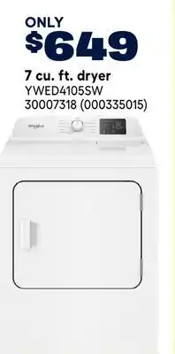 RONA Whirlpool 7 cu. ft. dryer offer