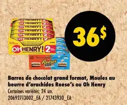 Wholesale Club Barres de chocolat grand format, Moules au beurre d'arachides Reese's ou Oh Henry offer